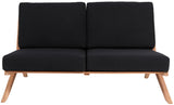 Tahiti Waterproof Fabric / Teak Wood / Foam Contemporary Black Waterproof Fabric Outdoor Loveseat - 58.5" W x 41" D x 30" H