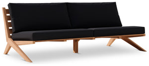 Tahiti Waterproof Fabric / Teak Wood / Foam Contemporary Black Waterproof Fabric Outdoor Sofa - 87" W x 41" D x 30" H