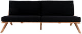 Tahiti Waterproof Fabric / Teak Wood / Foam Contemporary Black Waterproof Fabric Outdoor Sofa - 87" W x 41" D x 30" H