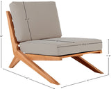 Tahiti Waterproof Fabric / Teak Wood / Foam Contemporary Grey Waterproof Fabric Outdoor Chair - 31" W x 41" D x 30" H