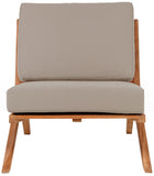 Tahiti Waterproof Fabric / Teak Wood / Foam Contemporary Grey Waterproof Fabric Outdoor Chair - 31" W x 41" D x 30" H