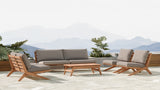 Tahiti Waterproof Fabric / Teak Wood / Foam Contemporary Grey Waterproof Fabric Outdoor Loveseat - 58.5" W x 41" D x 30" H