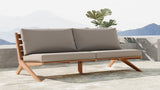 Tahiti Waterproof Fabric / Teak Wood / Foam Contemporary Grey Waterproof Fabric Outdoor Sofa - 87" W x 41" D x 30" H