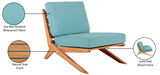 Tahiti Waterproof Fabric / Teak Wood / Foam Contemporary Blue Waterproof Fabric Outdoor Chair - 31" W x 41" D x 30" H