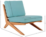 Tahiti Waterproof Fabric / Teak Wood / Foam Contemporary Blue Waterproof Fabric Outdoor Chair - 31" W x 41" D x 30" H