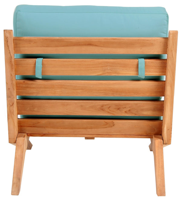 Tahiti Waterproof Fabric / Teak Wood / Foam Contemporary Blue Waterproof Fabric Outdoor Chair - 31" W x 41" D x 30" H