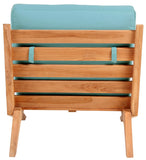 Tahiti Waterproof Fabric / Teak Wood / Foam Contemporary Blue Waterproof Fabric Outdoor Chair - 31" W x 41" D x 30" H