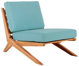 Tahiti Waterproof Fabric / Teak Wood / Foam Contemporary Blue Waterproof Fabric Outdoor Chair - 31" W x 41" D x 30" H