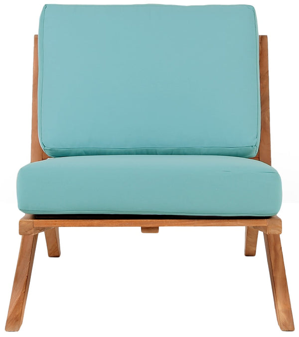 Tahiti Waterproof Fabric / Teak Wood / Foam Contemporary Blue Waterproof Fabric Outdoor Chair - 31" W x 41" D x 30" H