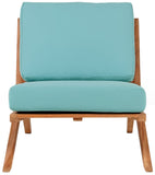 Tahiti Waterproof Fabric / Teak Wood / Foam Contemporary Blue Waterproof Fabric Outdoor Chair - 31" W x 41" D x 30" H