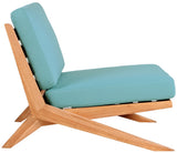 Tahiti Waterproof Fabric / Teak Wood / Foam Contemporary Blue Waterproof Fabric Outdoor Chair - 31" W x 41" D x 30" H