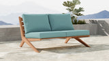 Tahiti Waterproof Fabric / Teak Wood / Foam Contemporary Blue Waterproof Fabric Outdoor Loveseat - 58.5" W x 41" D x 30" H