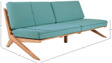 Tahiti Waterproof Fabric / Teak Wood / Foam Contemporary Blue Waterproof Fabric Outdoor Sofa - 87" W x 41" D x 30" H
