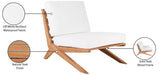 Tahiti Waterproof Fabric / Teak Wood / Foam Contemporary Off White Waterproof Fabric Outdoor Chair - 31" W x 41" D x 30" H