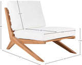 Tahiti Waterproof Fabric / Teak Wood / Foam Contemporary Off White Waterproof Fabric Outdoor Chair - 31" W x 41" D x 30" H