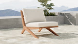 Tahiti Waterproof Fabric / Teak Wood / Foam Contemporary Off White Waterproof Fabric Outdoor Chair - 31" W x 41" D x 30" H