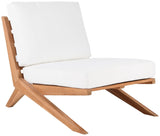 Tahiti Waterproof Fabric / Teak Wood / Foam Contemporary Off White Waterproof Fabric Outdoor Chair - 31" W x 41" D x 30" H