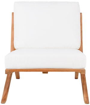 Tahiti Waterproof Fabric / Teak Wood / Foam Contemporary Off White Waterproof Fabric Outdoor Chair - 31" W x 41" D x 30" H