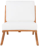 Tahiti Waterproof Fabric / Teak Wood / Foam Contemporary Off White Waterproof Fabric Outdoor Chair - 31" W x 41" D x 30" H