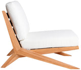 Tahiti Waterproof Fabric / Teak Wood / Foam Contemporary Off White Waterproof Fabric Outdoor Chair - 31" W x 41" D x 30" H