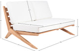 Tahiti Waterproof Fabric / Teak Wood / Foam Contemporary Off White Waterproof Fabric Outdoor Loveseat - 58.5" W x 41" D x 30" H