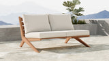 Tahiti Waterproof Fabric / Teak Wood / Foam Contemporary Off White Waterproof Fabric Outdoor Loveseat - 58.5" W x 41" D x 30" H