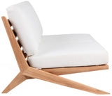 Tahiti Waterproof Fabric / Teak Wood / Foam Contemporary Off White Waterproof Fabric Outdoor Loveseat - 58.5" W x 41" D x 30" H