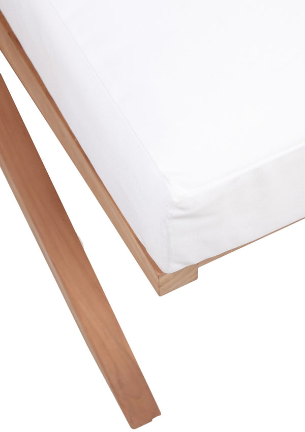 Tahiti Waterproof Fabric / Teak Wood / Foam Contemporary Off White Waterproof Fabric Outdoor Loveseat - 58.5" W x 41" D x 30" H