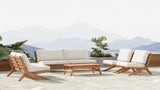 Tahiti Waterproof Fabric / Teak Wood / Foam Contemporary Off White Waterproof Fabric Outdoor Loveseat - 58.5" W x 41" D x 30" H