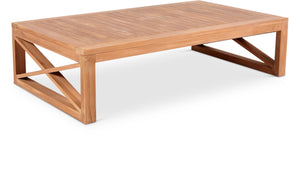 Anguilla Teak Wood Contemporary Natural Teak Outdoor Coffee Table - 55.5" W x 31.5" D x 14" H