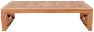 Anguilla Teak Wood Contemporary Natural Teak Outdoor Coffee Table - 55.5" W x 31.5" D x 14" H