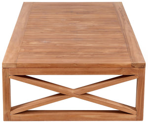 Anguilla Teak Wood Contemporary Natural Teak Outdoor Coffee Table - 55.5" W x 31.5" D x 14" H
