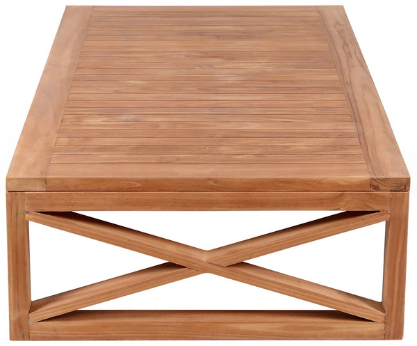 Anguilla Teak Wood Contemporary Natural Teak Outdoor Coffee Table - 55.5" W x 31.5" D x 14" H