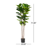 Socorro 6' x 2' Artificial Fiddle-Leaf Fig Tree, Green Noble House
