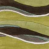 8' Lime Mocha Hand Tufted Abstract Waves Indoor Runner Rug