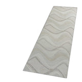 2' x 7' Ivory Abstract Waves Wool Runner Rug