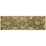 2' x 7' Emerald Green Floral Vine Wool Runner Rug