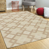 3' x 5' Ivory Geometric Diamonds Wool Area Rug