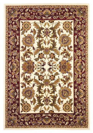 5'x8' Ivory Red Machine Woven Floral Traditional Indoor