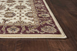 5'x8' Ivory Red Machine Woven Floral Traditional Indoor