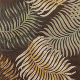 3' x 5' Espresso Fern Leaves Wool Area Rug