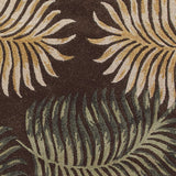 3' x 5' Espresso Fern Leaves Wool Area Rug