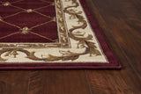 5' x 8' Red Fleur de Lis Diamond Bordered Indoor Area Rug