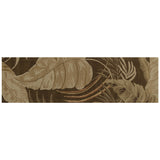 8' Mocha Brown Hand Tufted Tropical Leaves Indoor Runner Rug