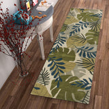 8' Ivory Hand Tufted Oversized Tropical Leaves Indoor Runner