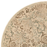 8’ Ivory and Light Green Round Area Rug