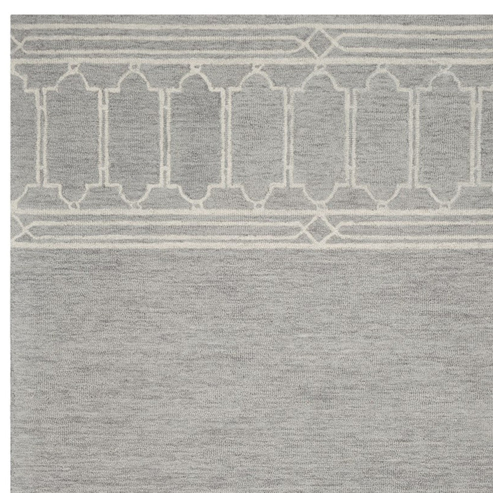 5' x 7' Grey Geometric Pattern Wool Indoor Area Rug