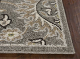 7' x 9' Grey Floral Vine UV Treated Indoor Area Rug