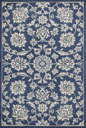 7' x 9' Denim Floral Vine UV Treated Indoor Area Rug