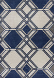 7'x10' Ivory Denim Machine Woven UV Treated Geometric Indoor Outdoor Area Rug